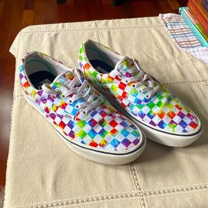 Vans, Rainbow Checks. Men’s Size 9/Women’s Size 10.5. Slightly worn.